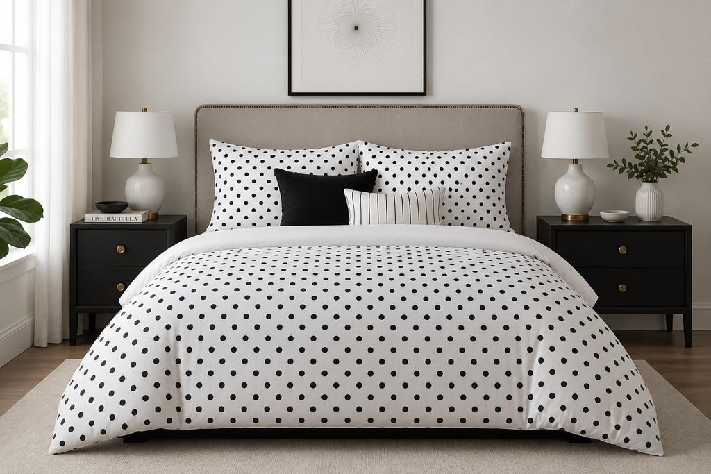 Polka Dot Duvet Cover Set – White & Black Polka Dots