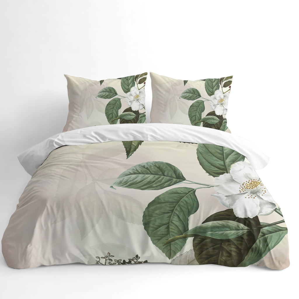 Botanical Duvet Cover Set – White Camellia