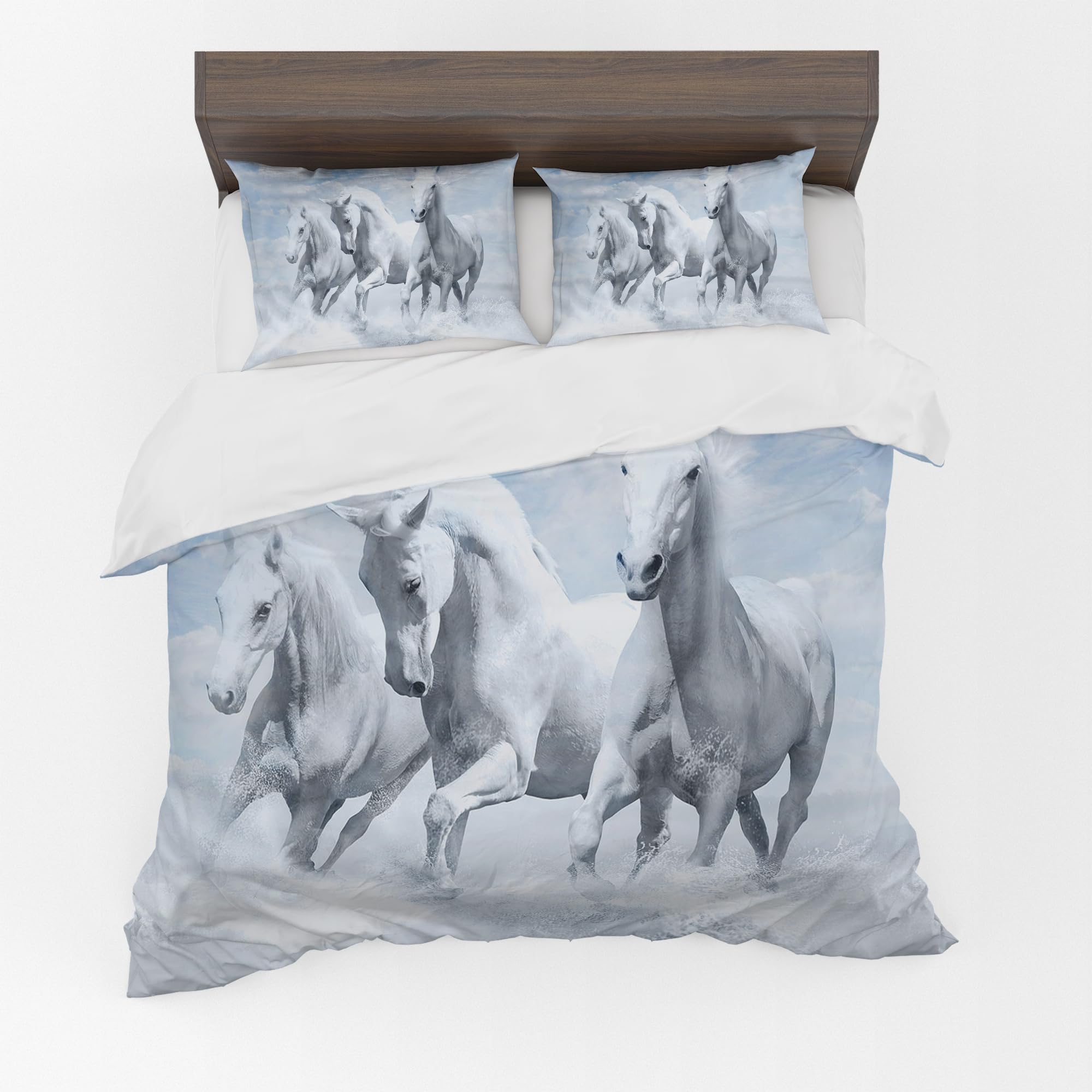 Animal Duvet Cover Set – White Horses