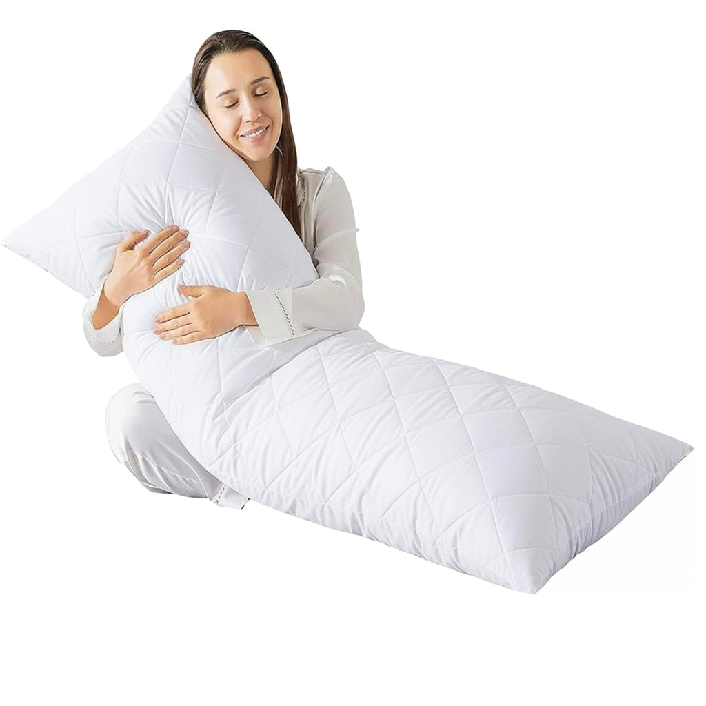 Bolster Pillow with Case – White Quilted