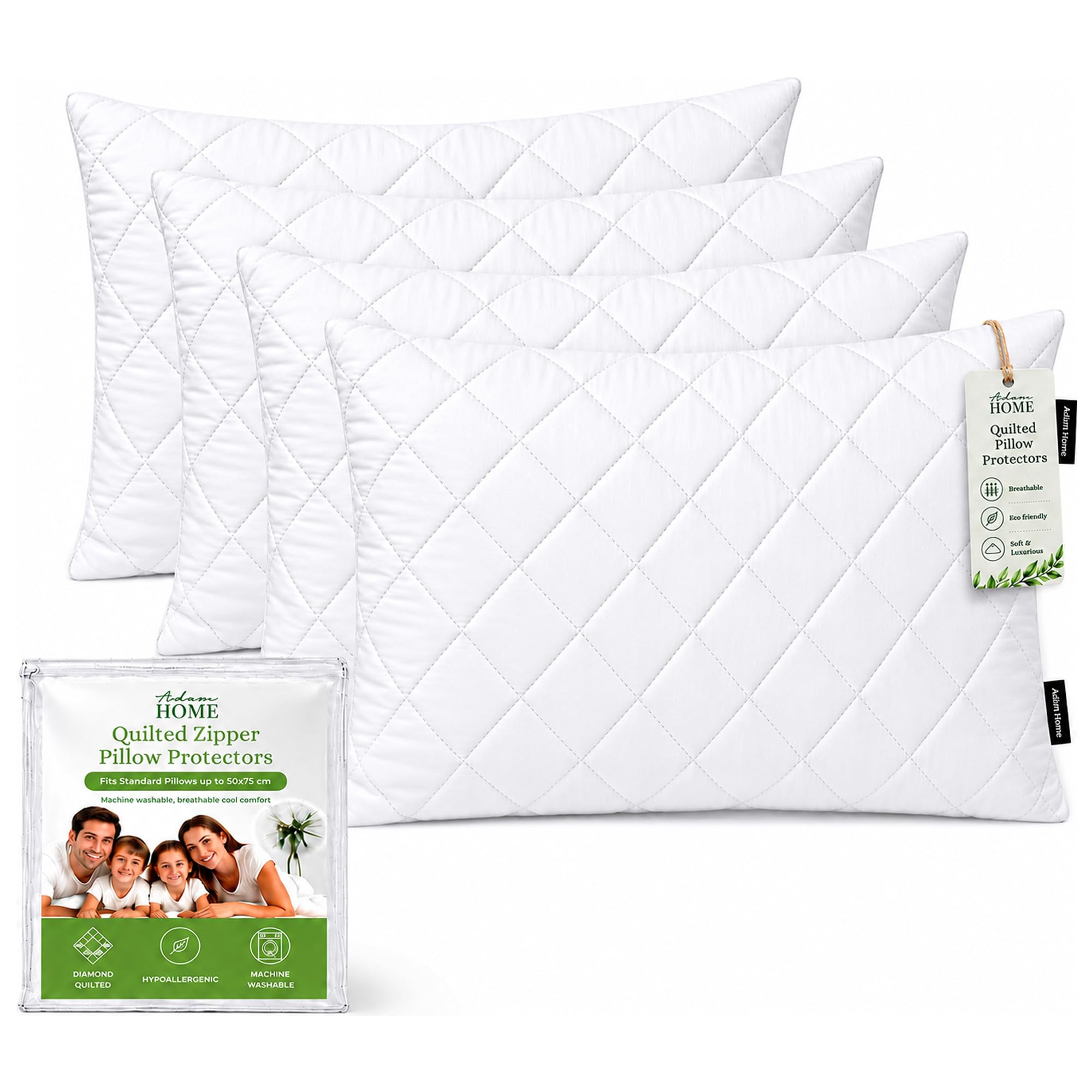 Quilted Pillow Protectors 50x75 cm – Polycotton, Packs of 2-8 Secondary image