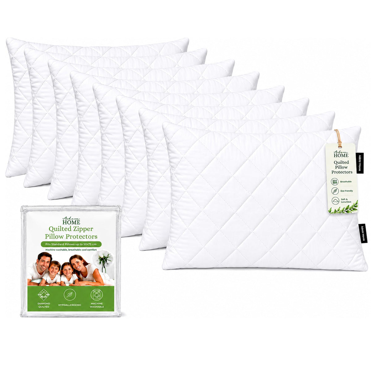 Quilted Pillow Protectors 50x75 cm – White