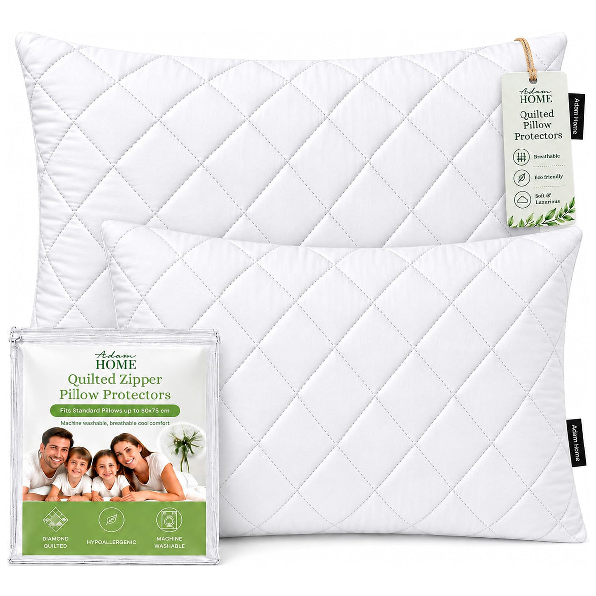 Quilted Pillow Protectors 50x75 cm – White Main image