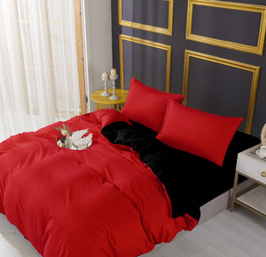 Red Black Reversible Bedding Set