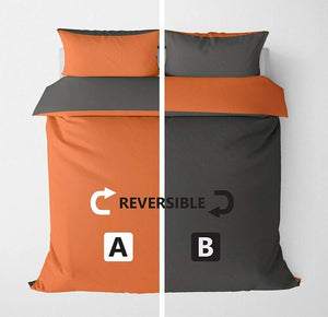 Orange Grey Reversible Bedding Set