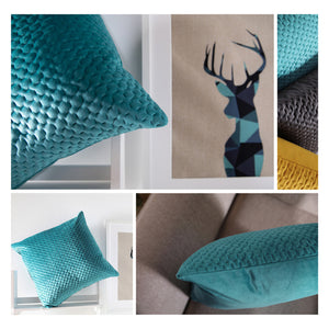 Quilted Velvet Cushion Cover - Pack of 2 - Teal