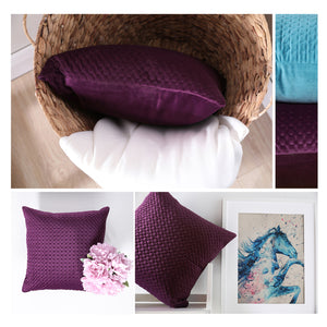 Quilted Velvet Cushion Cover - Pack of 2 - Aubergine