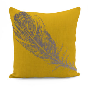 Mustard Feathes Cushion Cover
