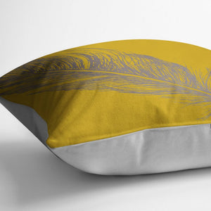 Mustard Feathes Cushion Cover