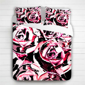 Digitally Printed Abstract Roses Duvet Cover Set