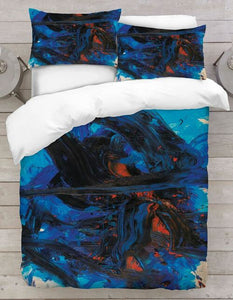 Abstract Painting Blue - Black 3D Duvet Cover