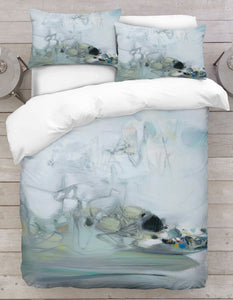 Abstract Sky Blue Painting Printed Duvet Cover Set