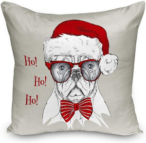 Bull Dog Santa Christmas Cushion Cover Set