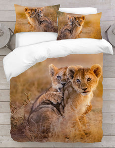 Baby Lions Printed 3D Duvet Cover