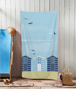 Blue Beach Huts Beach Towel