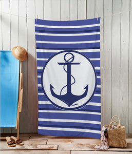 Stripes and Anchor Beach Towel