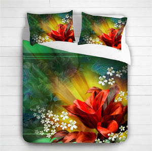 Red Flower 3D Duvet Cover Set