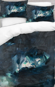 Black And Blue Abstract Painting Digitally Printed Duvet Cover