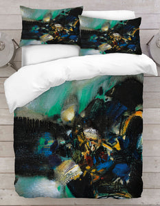 Black & Blue Abstract Painting Duvet Cover Set