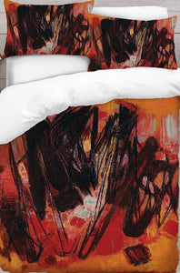 Black Red Abstract Printed Duvet Cover Set
