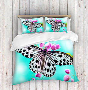 Digitally Printed Aqua Butterfly Duvet Cover Set