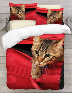 3D Cat Print Duvet Cover Set