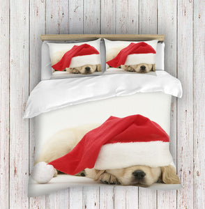 Sleeping Christmas Dog 3D Bedding Set