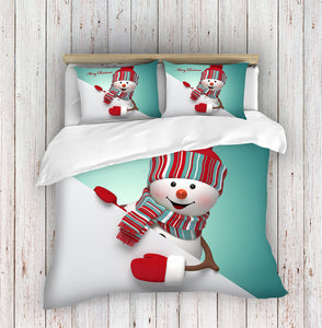 Digitally Printed Christmas Snowman Duvet Cover Set