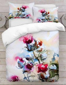 Multi Color 3D Floral Duvet Cover Set