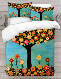 Colourful Tree With Flower Duvet Cover
