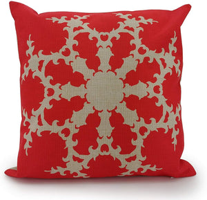 Large Red Snowflake Cushion Cover