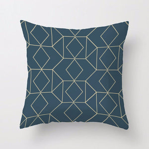 Blue Geometric Cushion Cover