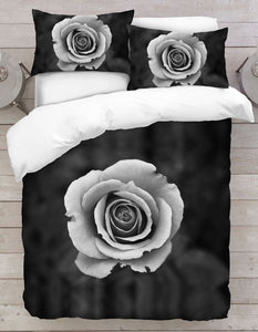 Digitally Printed Duvet Cover Set Black Rose
