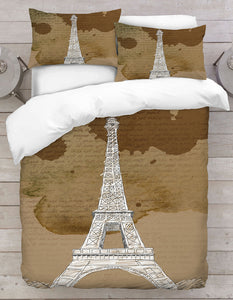 Eiffel Tower Sketch 3D Duvet Cover Set