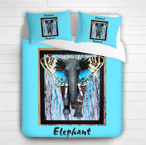 Blue Elephant 3D Duvet Cover Set