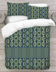 Green-Blue Abstract Floral Printed Duvet Cover