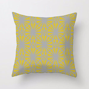Grey and Mustard Geometric Cushion Cover