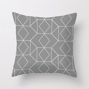 Grey and White Geometric Cushion Cover