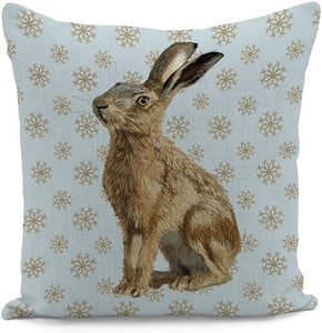 Hare Brown Snowflake Cushion Cover