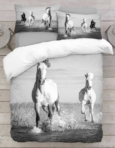 Digitally Printed Seaside Horses Duvet Cover Set