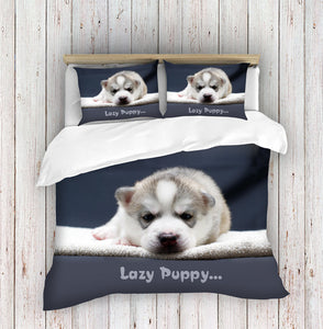 3D Duvet Cover Lazy Puppy Bedding Set