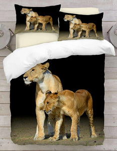3D Duvet Cover Lioness with Cub Bedding Set