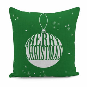 Merry Christmas Bauble Green Cushion Cover