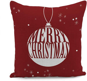 Merry Christmas Red Bauble Cushion Cover