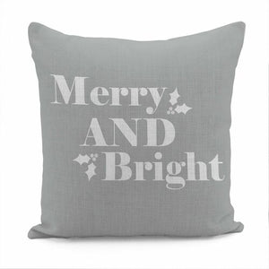 Merry and Bright Grey Cushion Cover