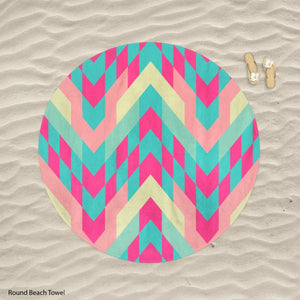 Multicolour Geometric Round Beach Towel