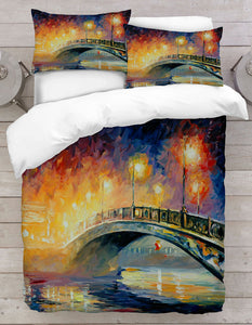Night City Bridge Digital Printed Duvet Cover Set