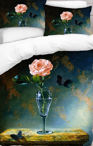Printed Duvet Cover - Rose in A Glass