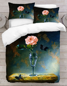 Printed Duvet Cover - Rose in A Glass