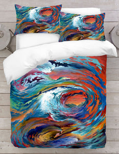 Printed Duvet Cover - Sea Coloured Waves